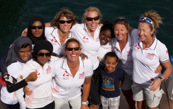 Oman Women's Sailing Team at the finish, SATT 2012