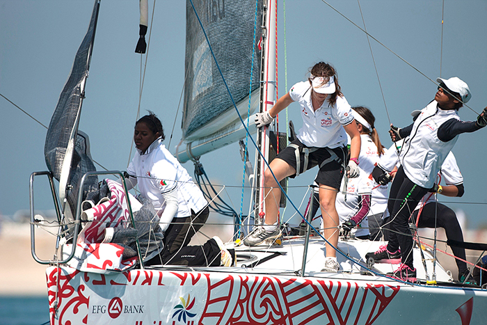 Our girls working in-port race at AbuDhabi